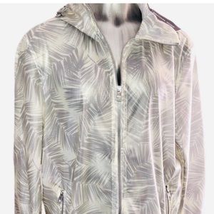 Michael Kors Palm-Print Hooded Windbreaker Mens Size XXL  Alloy Gray